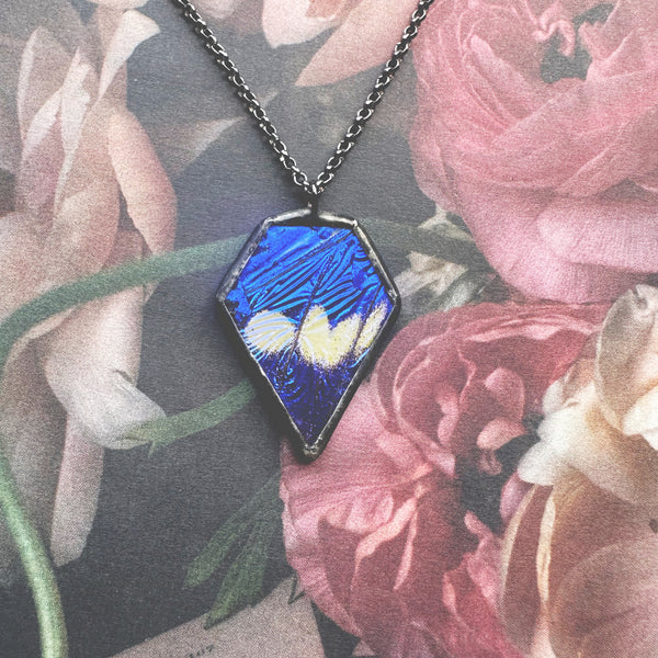 RARE Morpho Helena Gemstone Diamond Pendant