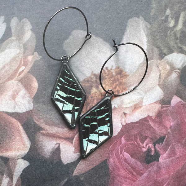 Peruvian Sunset Moth Diamond Hoop Earrings
