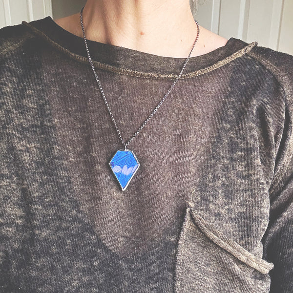 RARE Morpho Helena Gemstone Diamond Pendant