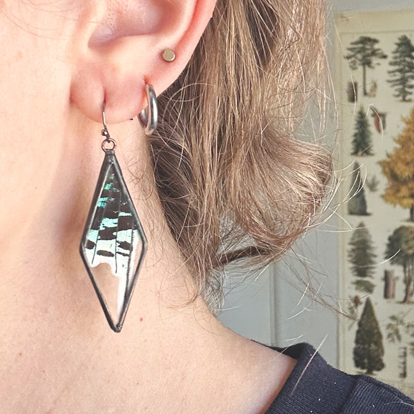 Peruvian Sunset Moth Narrow Diamond Earrings