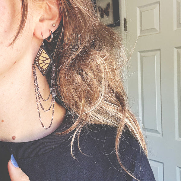 Dripping Diamond Monarch Earrings