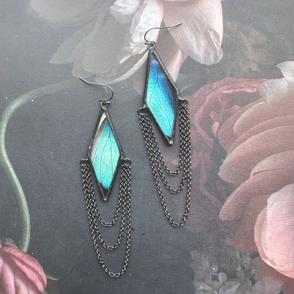 Dripping Narrow Diamond Morpho Earrings