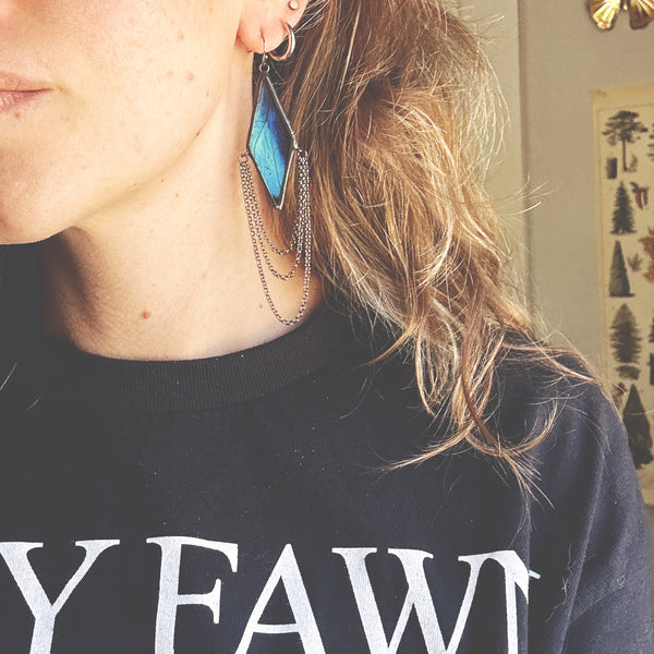Dripping Narrow Diamond Morpho Earrings