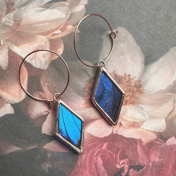 Rose Copper Morpho Mini Diamond Hoops