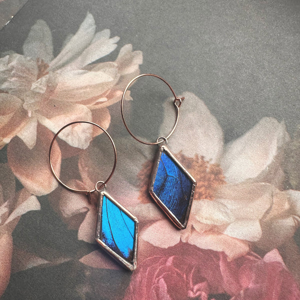 Rose Copper Morpho Mini Diamond Hoops
