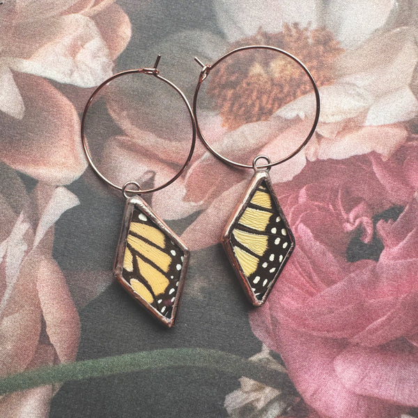 Rose Copper Monarch Mini Diamond Hoops