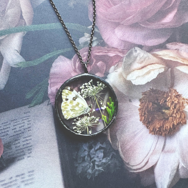 Garden Portal Pendant - White Butterfly