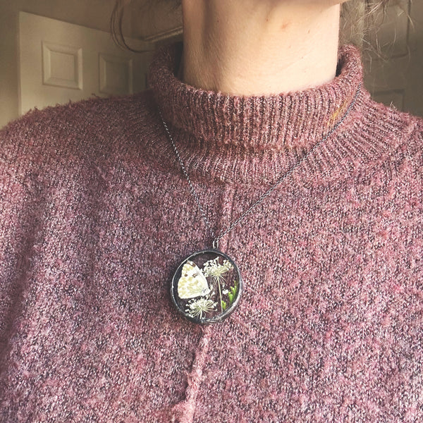 Garden Portal Pendant - White Butterfly