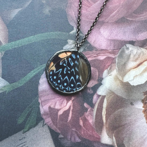 Red Flasher Butterfly Circle Pendant