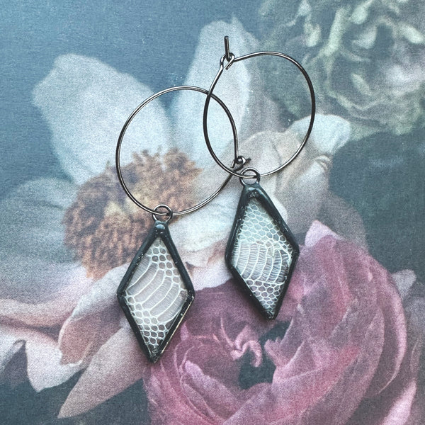 Corn Snakeshed Diamond Hoop Earrings