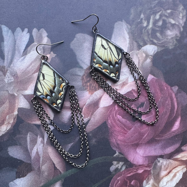 Tiger Swallowtail Dripping Diamond Earrings