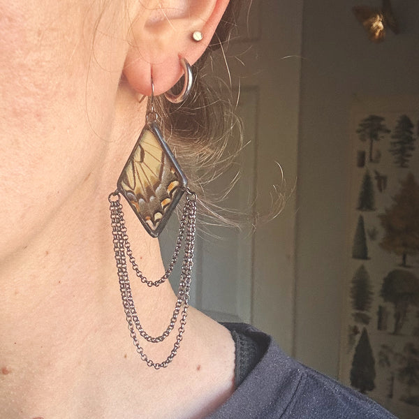 Tiger Swallowtail Dripping Diamond Earrings