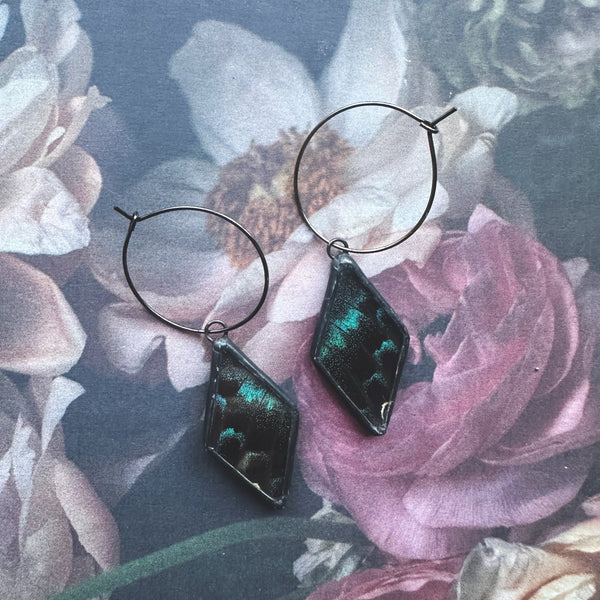 Peacock Swallowtail Diamond Hoops