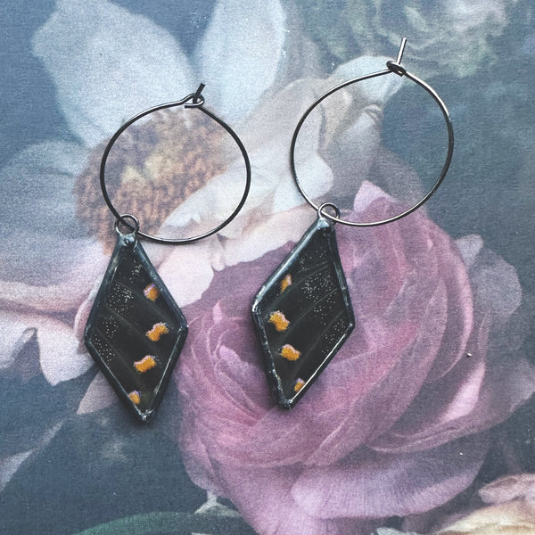 Peacock Swallowtail Diamond Hoops