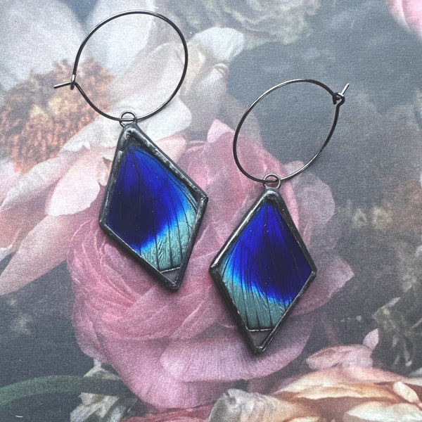Callithea Optima Teal + Navy Diamond Hoop Earrings