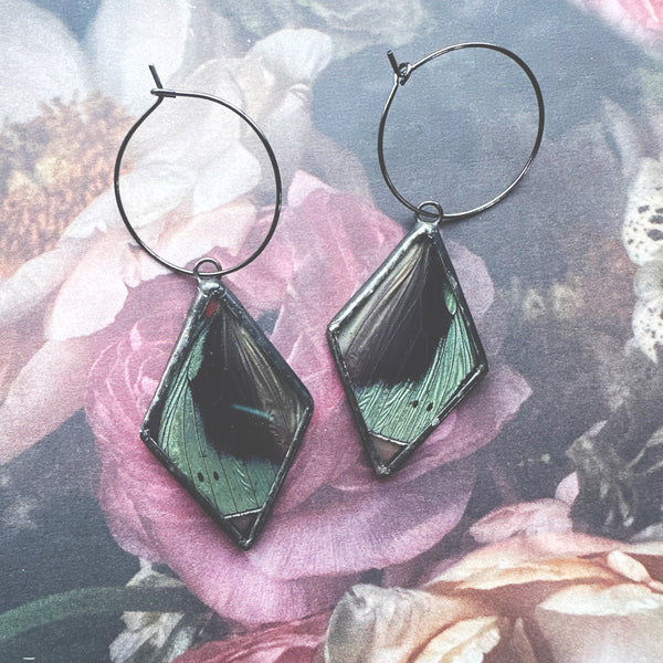 Callithea Optima Teal + Navy Diamond Hoop Earrings