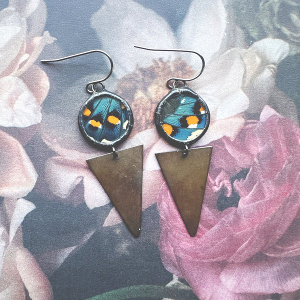 Pipeline Swallowtail Brass Triangle Earrings