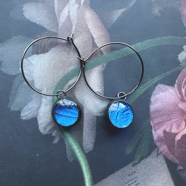 Mini Morpho Dew Drop Hoop Earrings