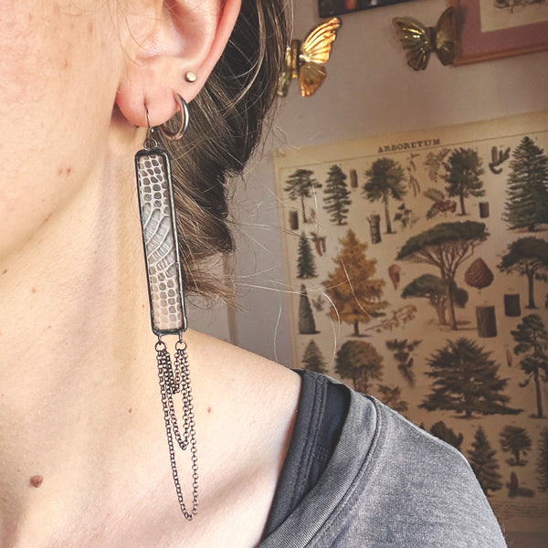 Dripping Snakeshed Bar Earrings