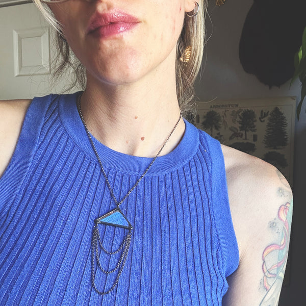 Draping Triangle Morpho Pendant