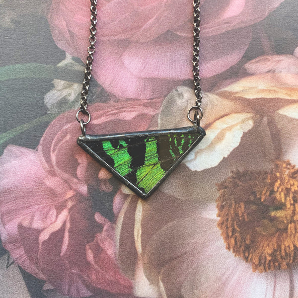 Emerald Green Sunset Moth Triangle - Small