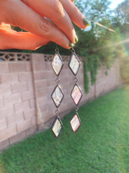 Corn Snake Shed Diamond Drop Earrings