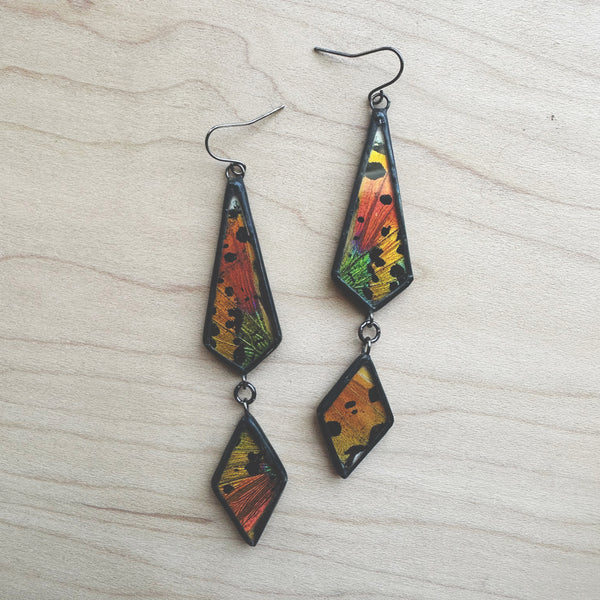 Inversion Rainbow Sunset Moth Earrings