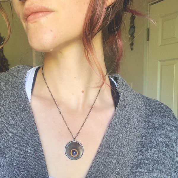 Pearl Owl Butterfly Circle Pendant