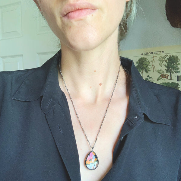 Bright Pink Rainbow Sunset Moth Teardrop
