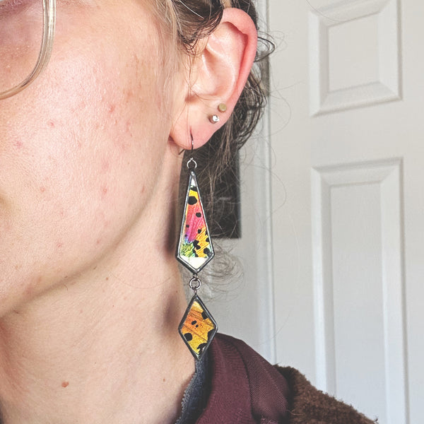 Inversion Rainbow Sunset Moth Earrings