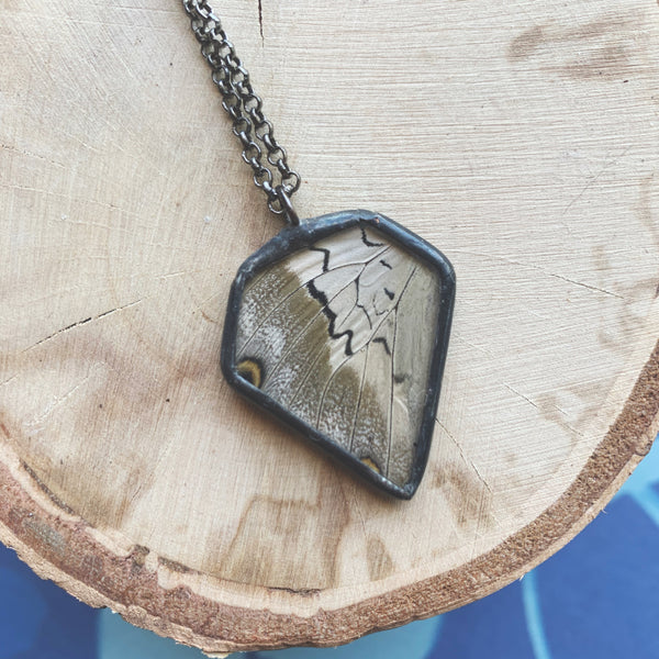 Shaded Blue Leafwing Gemstone Pendant
