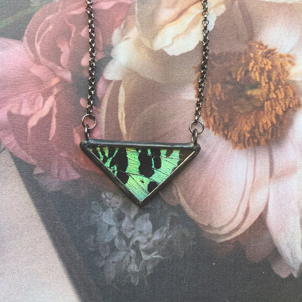 Emerald Green Sunset Moth Triangle - Small