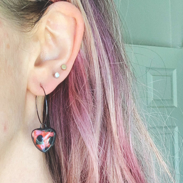Red Papilio Rumanzovia Mini Heart Earrings